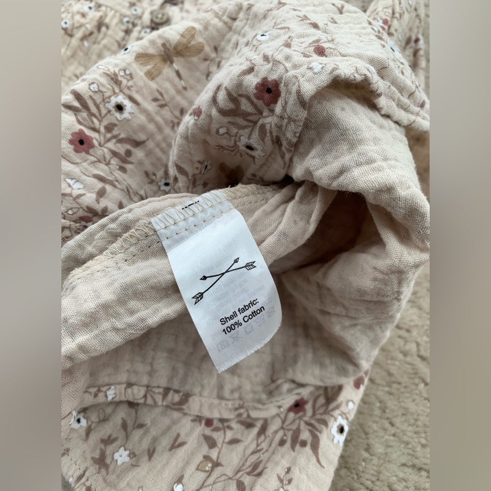 Rylee + Cru Size 2-3 Years Colbie Tiered Maxi Neutral Tan Dragonfly Button Dress - Picture 8 of 8